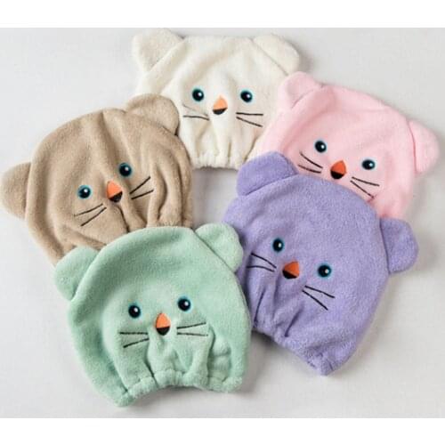 Quickly Dry Hair Wrapped Towels Cute Cartoon Dry Hair Hat Bath Hats 1Pcs Portable Shower Cap Bath Accessories