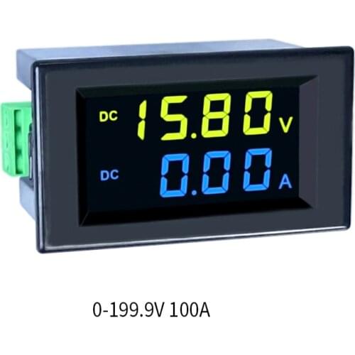 1pcs DC 0-600V 200A voltage ammeter two-color display led panel digital voltmeter ammeter power supply yellow blue font