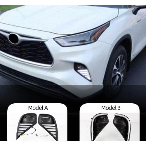 2PCS Car LED Headlights For Toyota Highlander 2020 2021 LED Daylights Turn Signal DRL Daytime Running Light Auto Foglamps