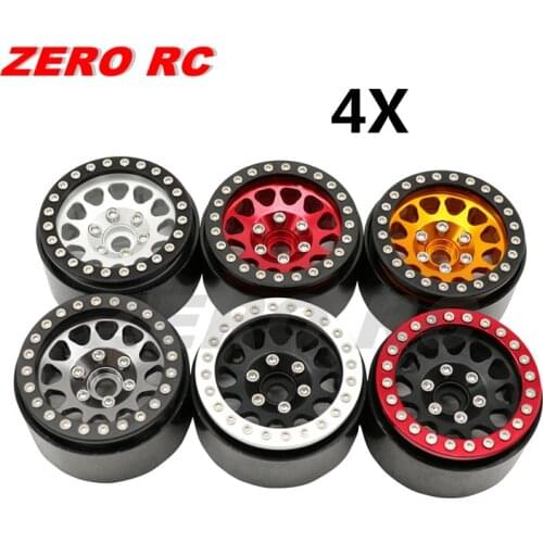 4pcs 1/10 RC Wheels Alloy 1.9Inch Beadlock Wheels Rims 12mm Hex Mount For 1:10 Crawler Axial SCX10 III Capra Traxxa TRX4 TRX6