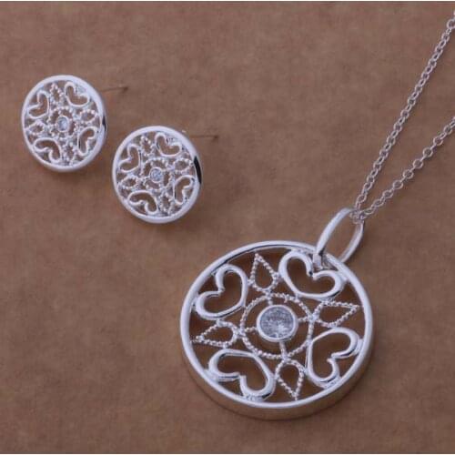 AS350 Hot sterling Jewelry Sets Earring 457 + Necklace 125 /anuajfba auhajloa silver color