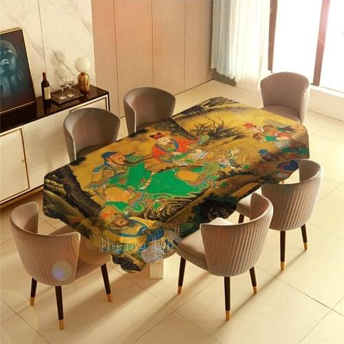 The Bronze Statue Of Guan Yu Painted Tablecloth Indoor And Outdoor Art Decoration