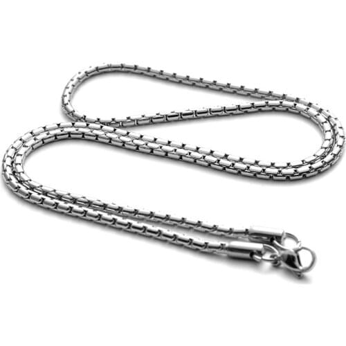 5pcs simple Stainless steel couple geometric square Round beads shape chain necklace men women love fashion personality jewelry