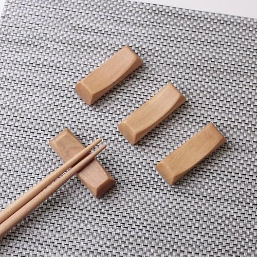 5PCS Japanese Style Wooden Concave Chopstick Rest Holder Spoon Fork Rack For DIY Dining Table Ornaments