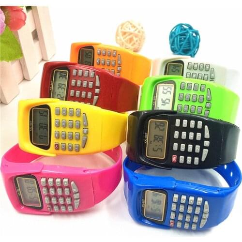 Electronic Calculator Watch Multifunction Digital Calculator With LED Function Casual Silicone Sports Kids Children Calculating