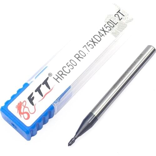 1PC R0.75XD4X50L 2 flute CNC Milling Cutter Solid Carbide Ball Nose HRC50 Tungsten Steel Ball Nose End Mill Cutting Tools