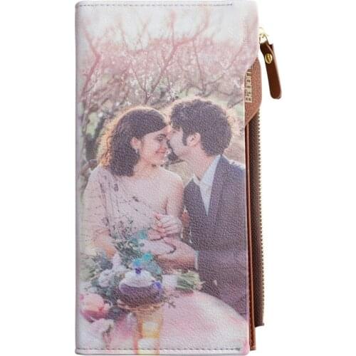 Image Engraved Photo Custom Wallet PU Leather Men Long Wallets Personalized Picture Male Purse Fathers Day Gift Wallet