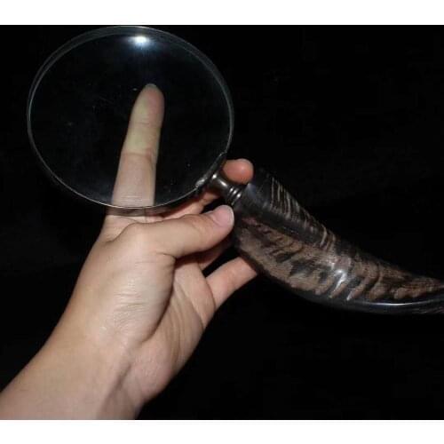 Collection exquisite old Chinese ox horn copper magnifying glass ornaments