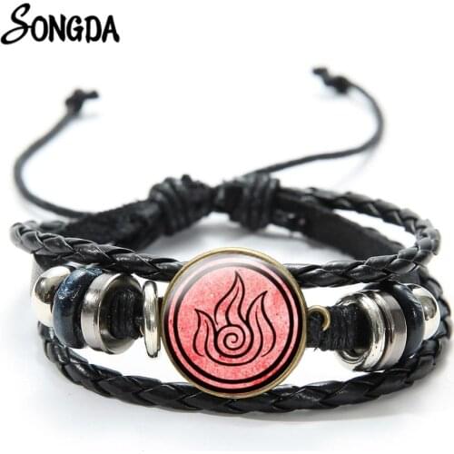 Retro Avatar: The Last Airbender Leather Bracelet Air Nomad Fire And Water Tribe Charm Bracelet Bangle Anime Cosplay Accessories