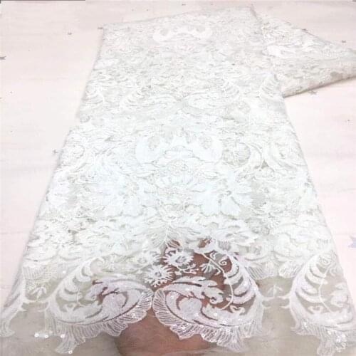 Lake, blue Nigerian Net Lace Fabrics 2021 white Latest High Quality Sequins Lace Fabric Embroidered Tulle African Lace Fabric