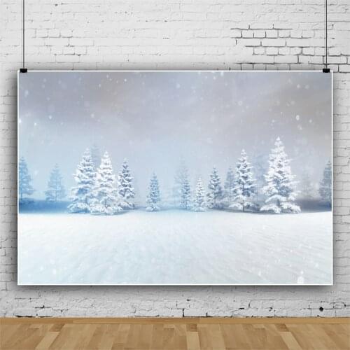 Laeacco Winter Scenic Snow Pine Forest Backdrops Snowfield Falling Snowflake Baby Child Family Photocall Photographic Background