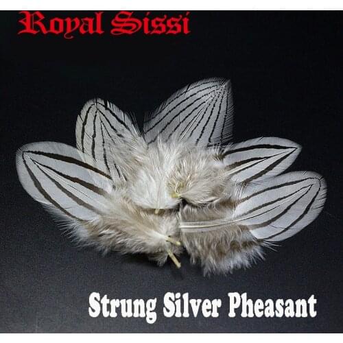 Hot 20PCS/Pack Natural Strung Silver Pheasant Body Feather Fly tying material Fly Tying Cheeks and Collars Materials For Nymphal