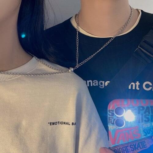 2Pcs Lovers Magnetic Necklaces For Women Men Minimalist Matching Couple Jewelry Bff 2021 Trend Punk Party Valentines Day Gifts
