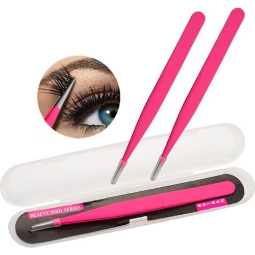 Rose Red Eyelash Eyebrow Tweezer Flase Eyelash Transplanting Nipper Eyelash Assistant Tools Face Beauty Tools E1164