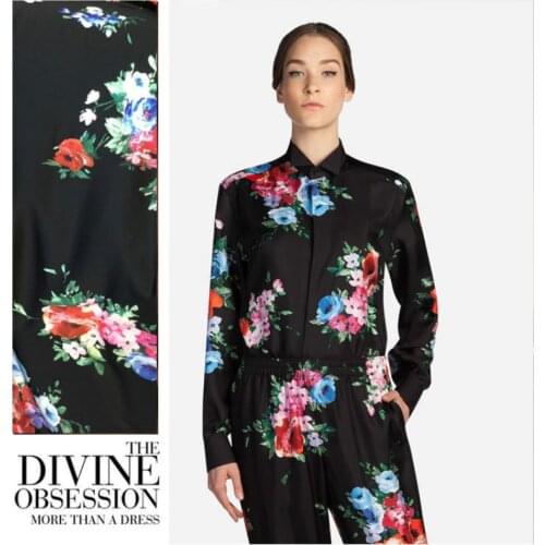 Pajamas printed fabric meter brand printed dress stretch satin fabric handmade DIY home service fabric wholesale cloth