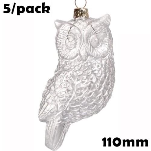 Promotion - DIY Paintable Home Event Garden Glass Christmas Decoration Ornament 110*50mm Glass Owl, 5/Pack