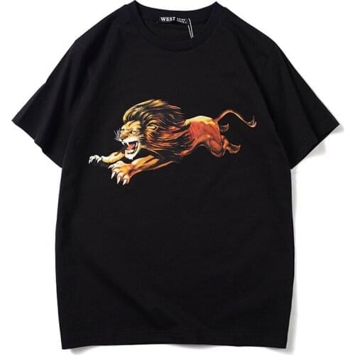 Luxury Men Novelty New High Ferocious lion T Shirts T-Shirt Hip Hop Skateboard Parkour Street Cotton T-Shirts Tee Top N191