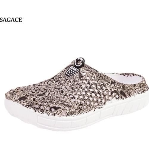 SAGACE Women Ladies Beach Sandals Hollow Out Casual Breathable slippers Flats Shoes Summer Shoes 2020 Beach Vintage Sandalias
