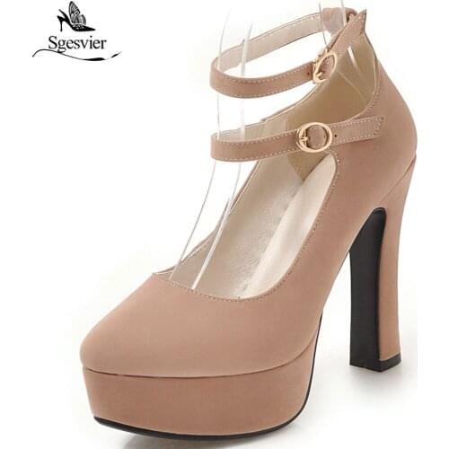 SGESVIER 2019 New single shoes platform buckle solid women shoes pumps wedding ultra high heel party pointed toe shoes G212