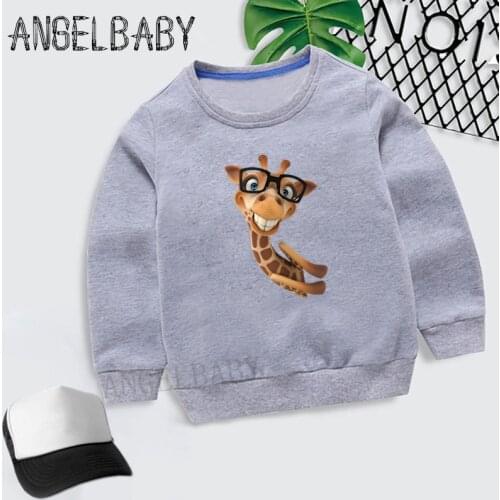 Boys Girls Sweatshirt Kids Giraffe Cartoon Design Cartoon Hoodies Children Autumn Tops Baby Cotton Clothes,KYT2159