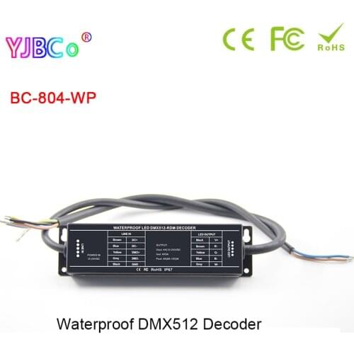 Bincolor Waterproof DMX512 Decoder DC 12V 24V 5A*4CH LDMX512/1990 to PWM signal LED strip light Controller for lamp tape
