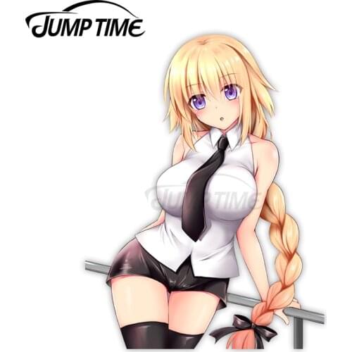Jump Time 13 x 6.6cm For Fate Apocrypha Jeanned'Arc Fashion Occlusion Scratchcar Decals Waterproof Windshield Car Sticker