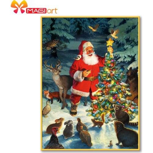 Cross stitch kits Embroidery needlework sets 11CT water soluble canvas patterns 14CT Christmas Santa and christmas tree -NCMC081