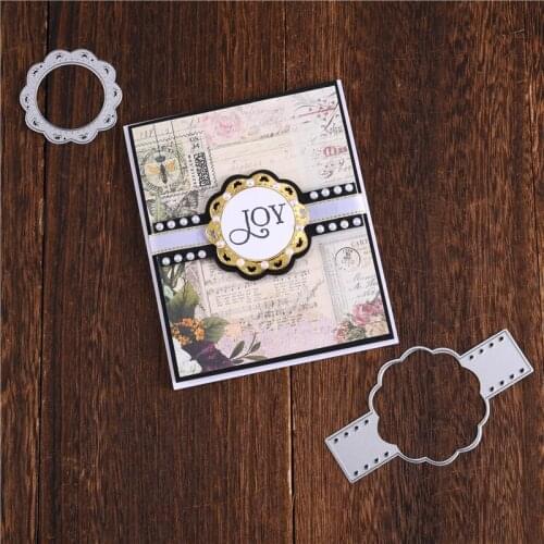 YaMinSanNiO Border Metal Cutting Dies Flower Banner Stitched DIY Scrapbooking Craft Embossing Die Cuts Making Stencils Templates