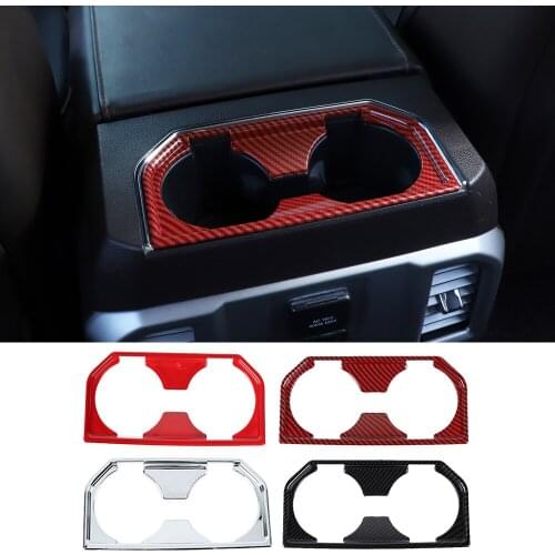 ABS Rear Armrest Box Water Cup Holder Panel Cover Decorative Trim Fit for Ford F150 2015-2021 Interior Car Accessories