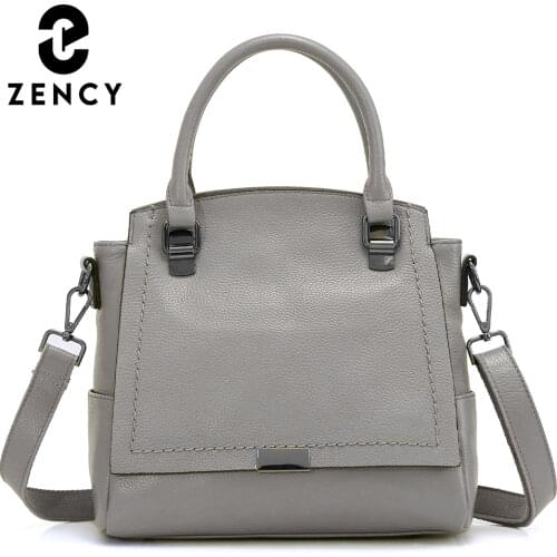 Zency 100% Genuine Leather Handbag Classic Stylish Elegant Ladies Shoulder Bag Large Capacity Women Crossbody Bag High Quality