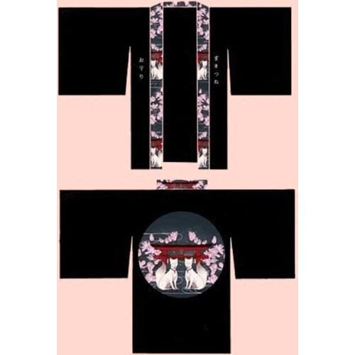 Unique "Love in Guard of Fox Spirit" Womens Japanese Kimono Yukata Style Embroidery Trench Cool Loose Outwear Valentine Gifts