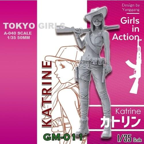1/35 Resin model kits Tokyo Beauty Girl Soldier DIY Self-assembled A-040