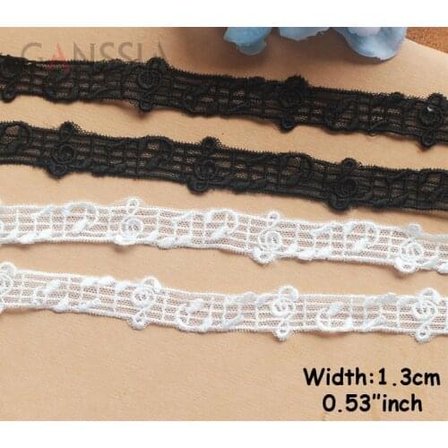1yrd/lot Width:1.3cm Musical Mesh Embroidery Lace Black& White Lace for Garment Scrapbooking (ss-559)