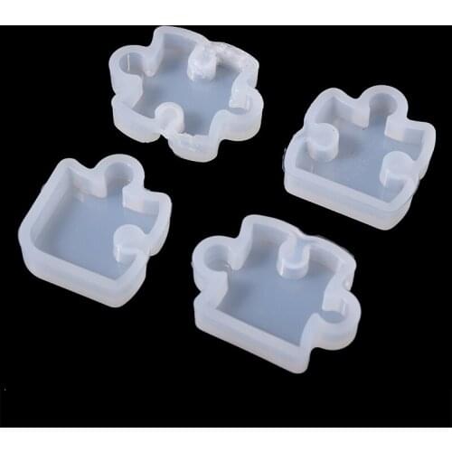 4pcs Puzzle Silicone Mold Non-toxic Epoxy Resin Gemstone Crystal Mould DIY Craft Jewelry Pendant Earring Necklace Making Tools