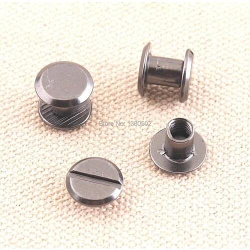50sets 9*9mm Black Color Solid Screw Nail Double Cap Rivets Leather Craft Belt Garment Accessories