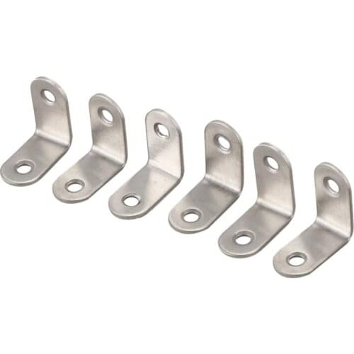 6 Pcs 30x30mm Metal Corner Brace Joint Right Angle Bracket Silver Retail