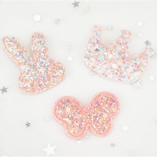 20Pcs/Lot Shiny Butterfly Padded Applique Crafts Children Lovely Headwear Hair Clip Accessories Sequins Patch Garment Decoration