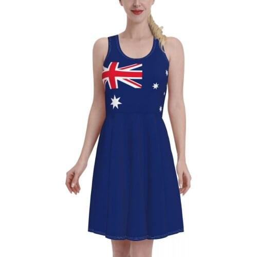 Australian Flag Australia Patriotic Women Dress Summer 2021 Sexy O Neck R336 Print Beach Dress Sleeveless Mini Dress