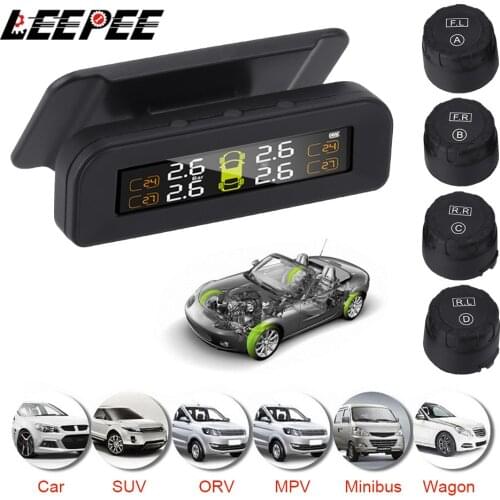Car Tire Pressure Alarm Monitor System Solar Power TPMS Auto Security Alarm Systems Tyre Temperature Warning External Sensor