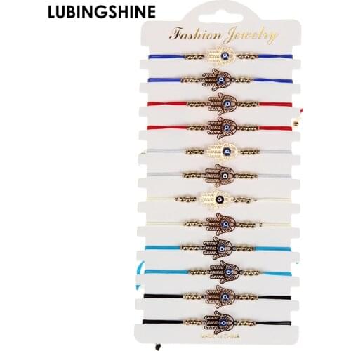 Stainless Steel Palm Fatima Charm Bracelet Bohemia Handmade Braided Bracelets For Women Men Jewelry Friendship Bracelet Gifts