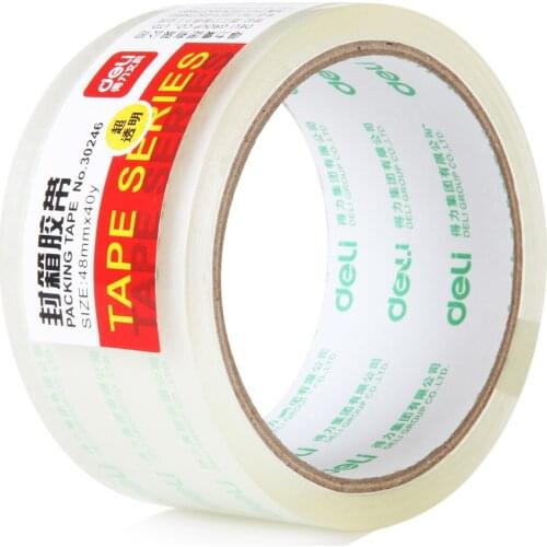 Deli brand 30246 tape 48yx40mm supermarket packing tape transparent tape packing tape carton sealing tape