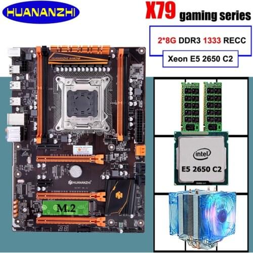 Brand motherboard with M.2 slot HUANANZHI deluxe X79 motherboard Xeon E5 2650 C2 cooler RAM 16G(2*8G) DDR3 1600 REG ECC tested