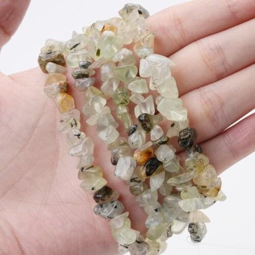 Irregular Natural Stone Bead Gravel Prehnites Beads for Jewelry Making DIY Charm Bracelet Necklace Accessories 15'' /Strand