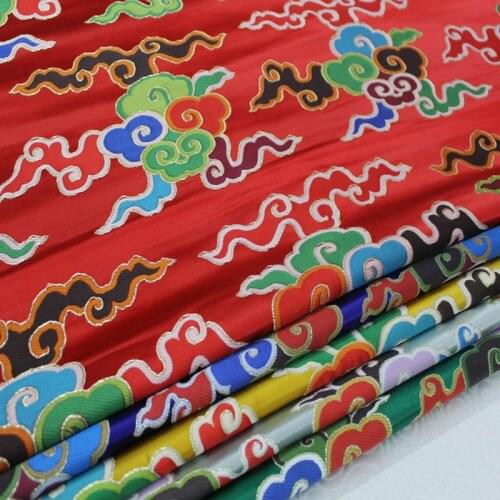 CF72 1 Yard Auspicious Cloud Patterns Bronzed Jacquard Fabrics For Chinese Qipao Mongolian Dress Cloth Buddhist Decoration Cloth