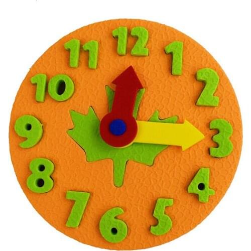 Random Color EVA Clock Toy Baby Kid Teaching Kindergarten Manual DIY Clock Early Learning Education Toys