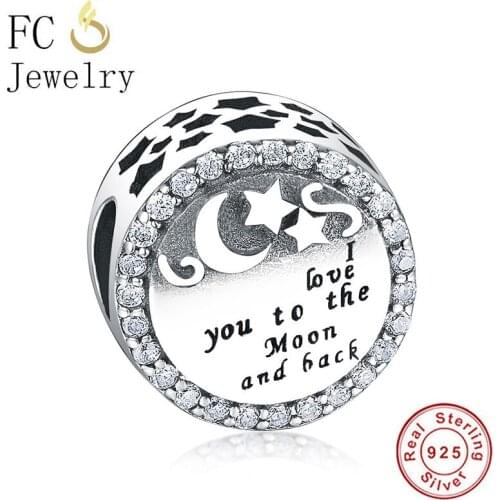 FC Jewelry Fit Original Brand Charm Bracelet 925 Sterling Silver I lOVE YOU TO THE MOON AND BACK Bead For Making Berloque 2020