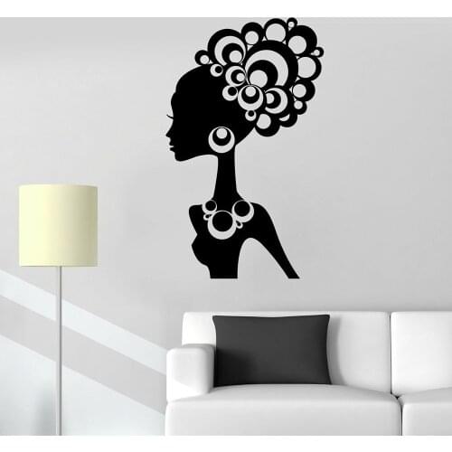 Hot Sexy Girl Vinyl Wall Decal Living Room Black African Lady Cool Decor Wall Stickers Beauty Salon Room Decoration Art W132