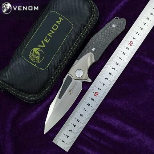 KEVIN JOHN knife VENOM ATTACKER lapel blade M390 blade titanium carbon fiber handle survival outdoor knife tool
