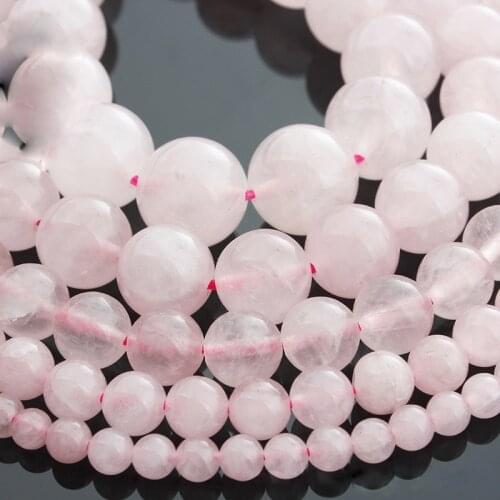 15"(38cm) Strand Round Natural Rose Quartz Stone Rocks 4mm 6mm 8mm 10mm 12mm Beads for Jewelry Making DIY Bracelet Findings