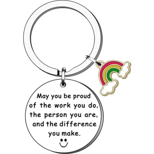 Metal May You Be Proud Of The Work You Do Keychain Inspiration Smiling Face Letter Print Pendant Gifts